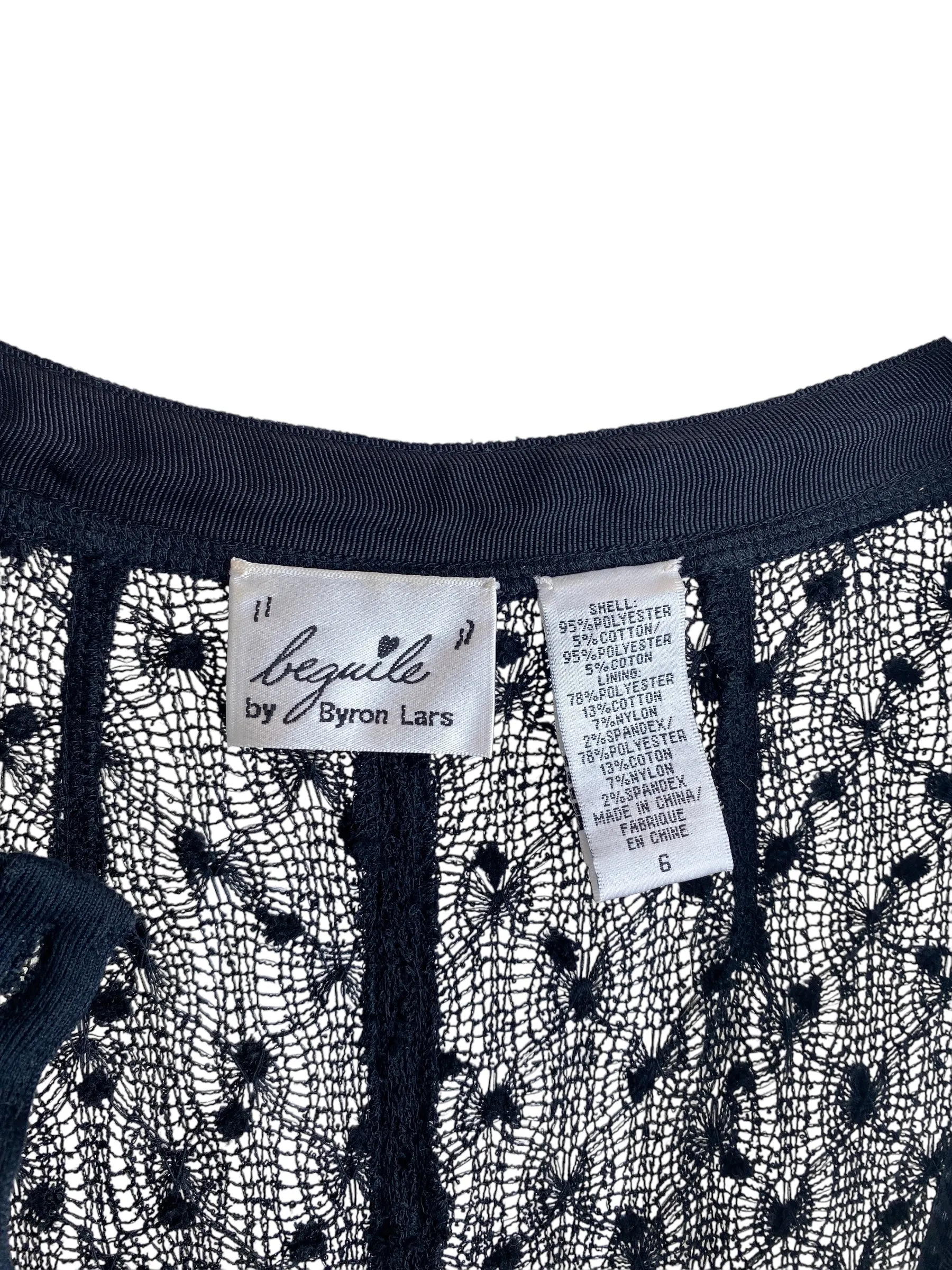Anthropologie Beguile by Byron Lars Women's Mona Lace Dress Black Size 6