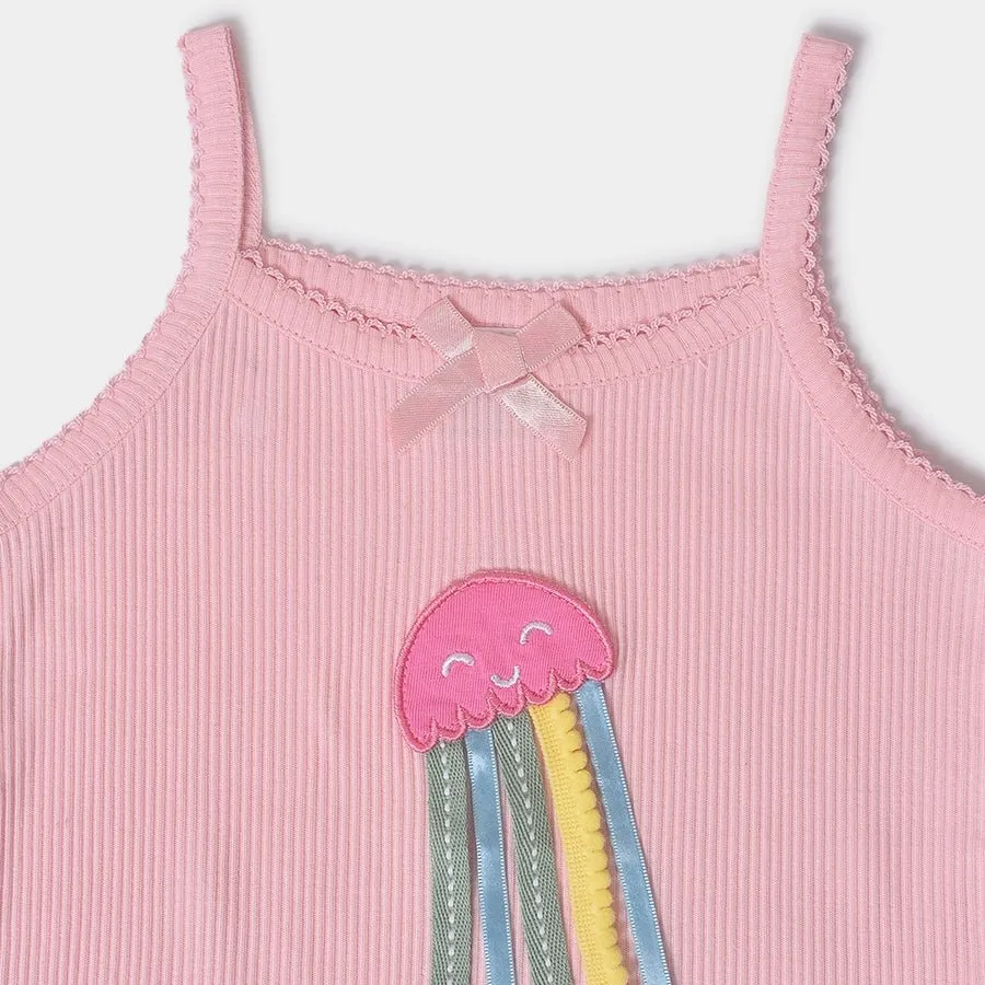 Baby Girl Vest With Sea Animals Print (Pack of 3)