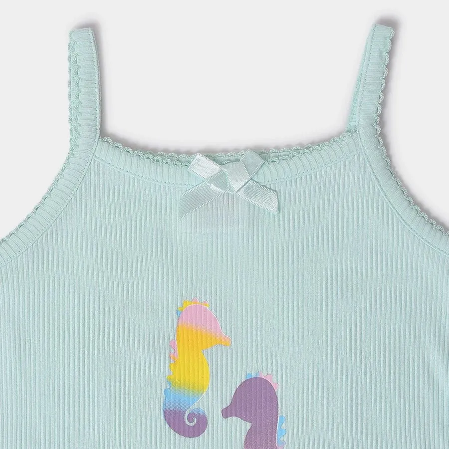 Baby Girl Vest With Sea Animals Print (Pack of 3)