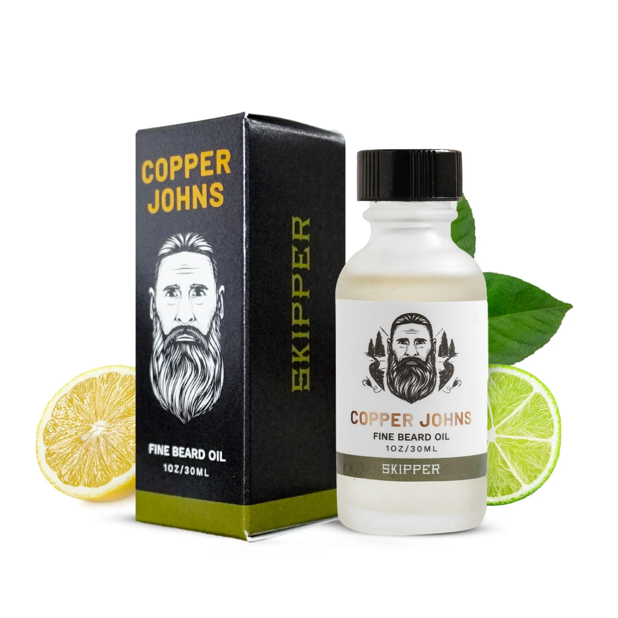 Beard Oil for Men with Castor Oil, Jojoba Oil, & Sea Minerals, Increases Softness & Control for Fuller-Looking Beard, Skipper- Lemon Lime, 1 oz