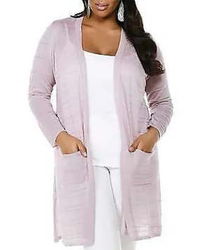 Belldini Plus Size Textured Open-Front Cardigan, Size 3X