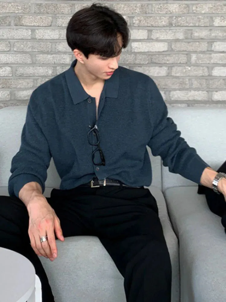 Cardigan Men's Sweater Autumn Korean Fashion Loose Trend Light Long Sleeve Knitted Solid Color Male Tops Casual 9A5469