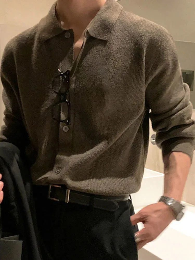 Cardigan Men's Sweater Autumn Korean Fashion Loose Trend Light Long Sleeve Knitted Solid Color Male Tops Casual 9A5469