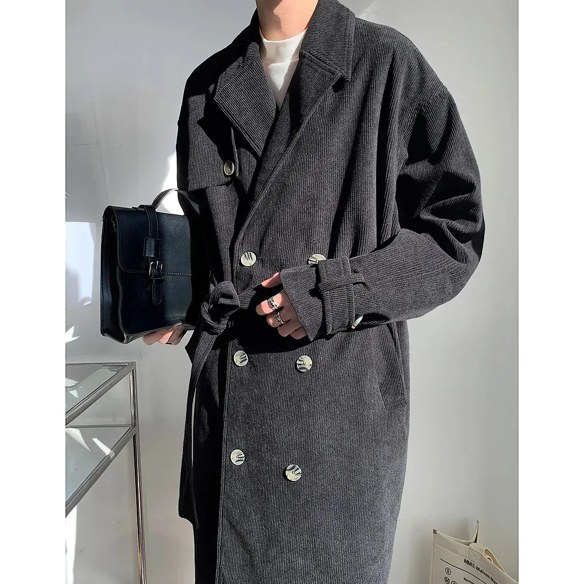 ChicMy-Fall Outfits Autumn Corduroy 2024 Men Clothing Casual Business Trench Coat Mens Leisure Overcoat Top Quality Male Windbreaker Jackets for Men