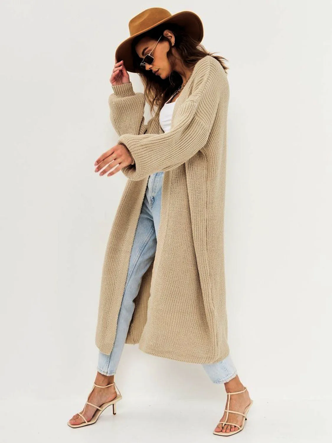 Esme Open Front Long Sleeve Longline Cardigan-Multiple Color Options