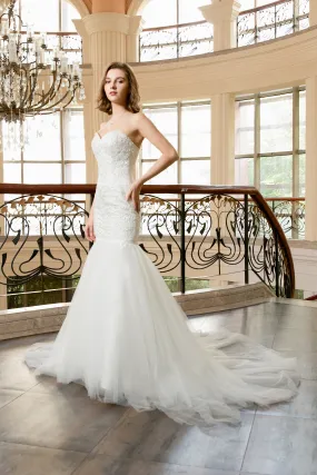 Evelyn - Selena Huan Strapless Abstract Chantilly Lace Mermaid Gown