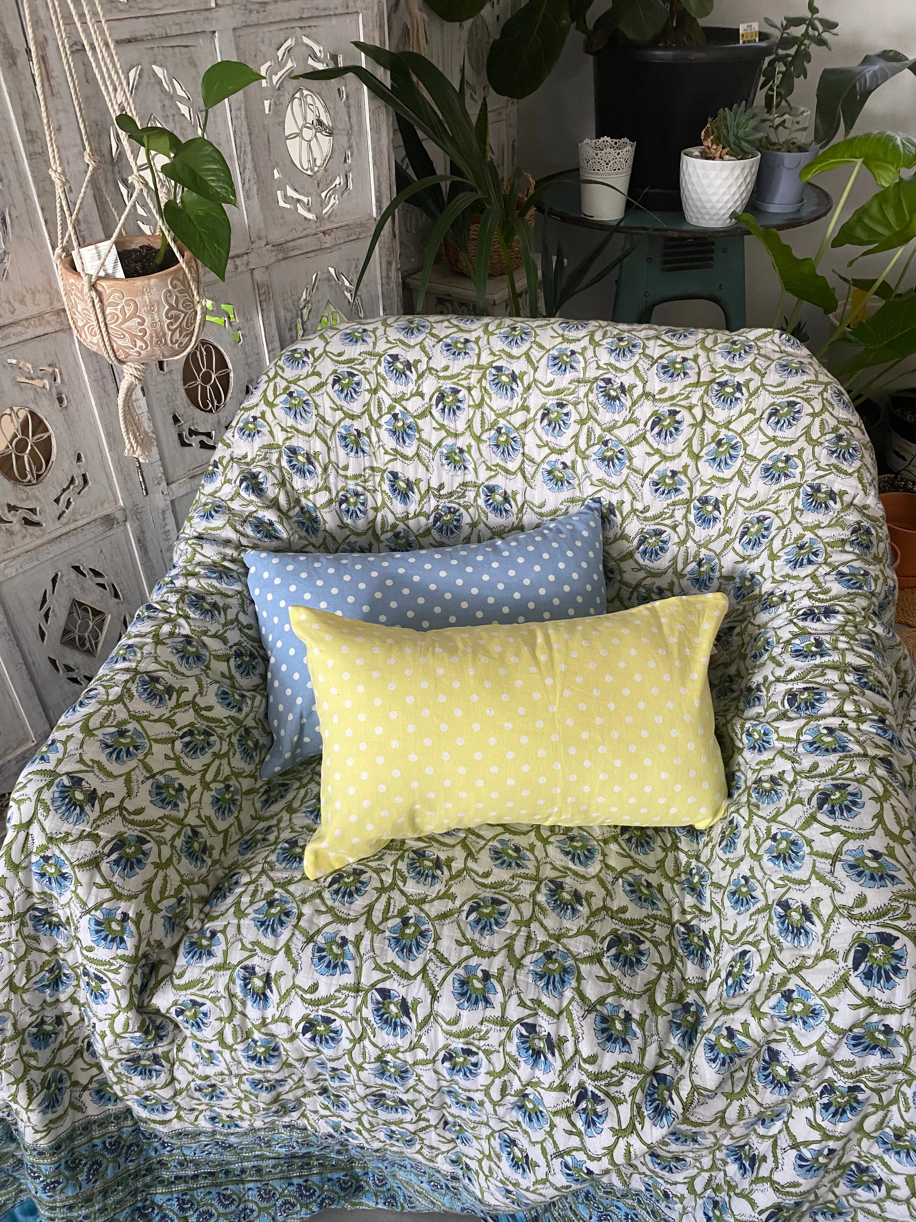 Fair Trade Cushion - Dots, Pink, Yellow, Blue, Black