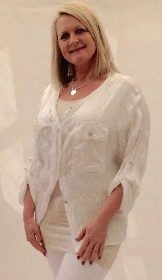 Florentina Lace Camisole Long in White Made In Italy by Feathers Of Italy One Size