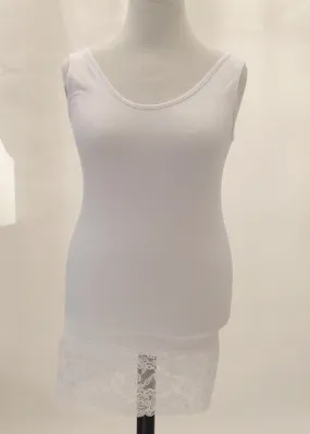 Florentina Lace Camisole Long in White Made In Italy by Feathers Of Italy One Size