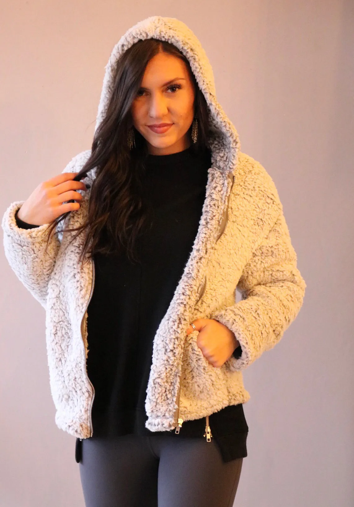 FROLIC SuperSoft Sherpa Zip Hoodie Jacket Top