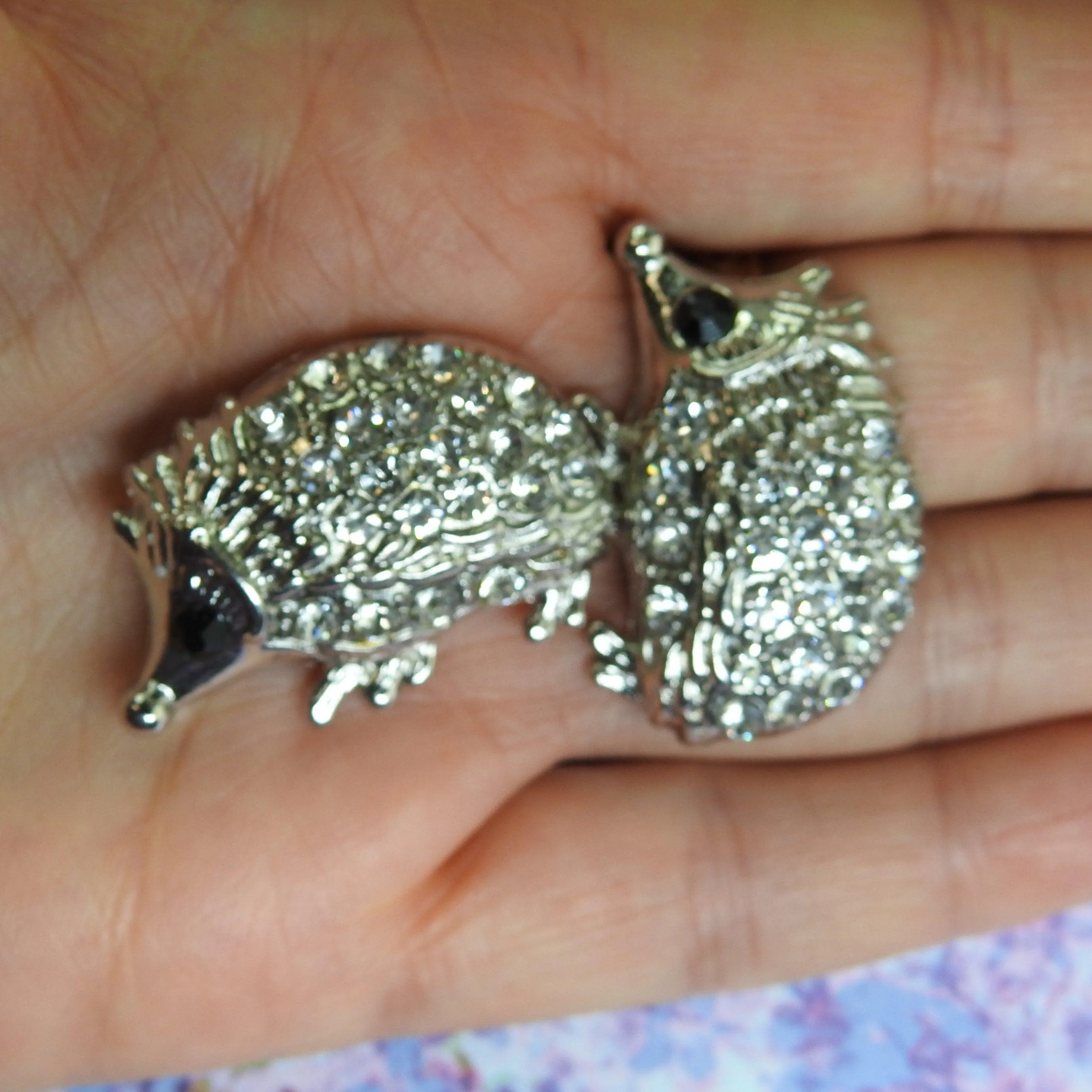 Hedgehog snap buttons with crystals aurora borealis for women's tuxedo rhinestone embellishments or bling shoe clips for sneakers