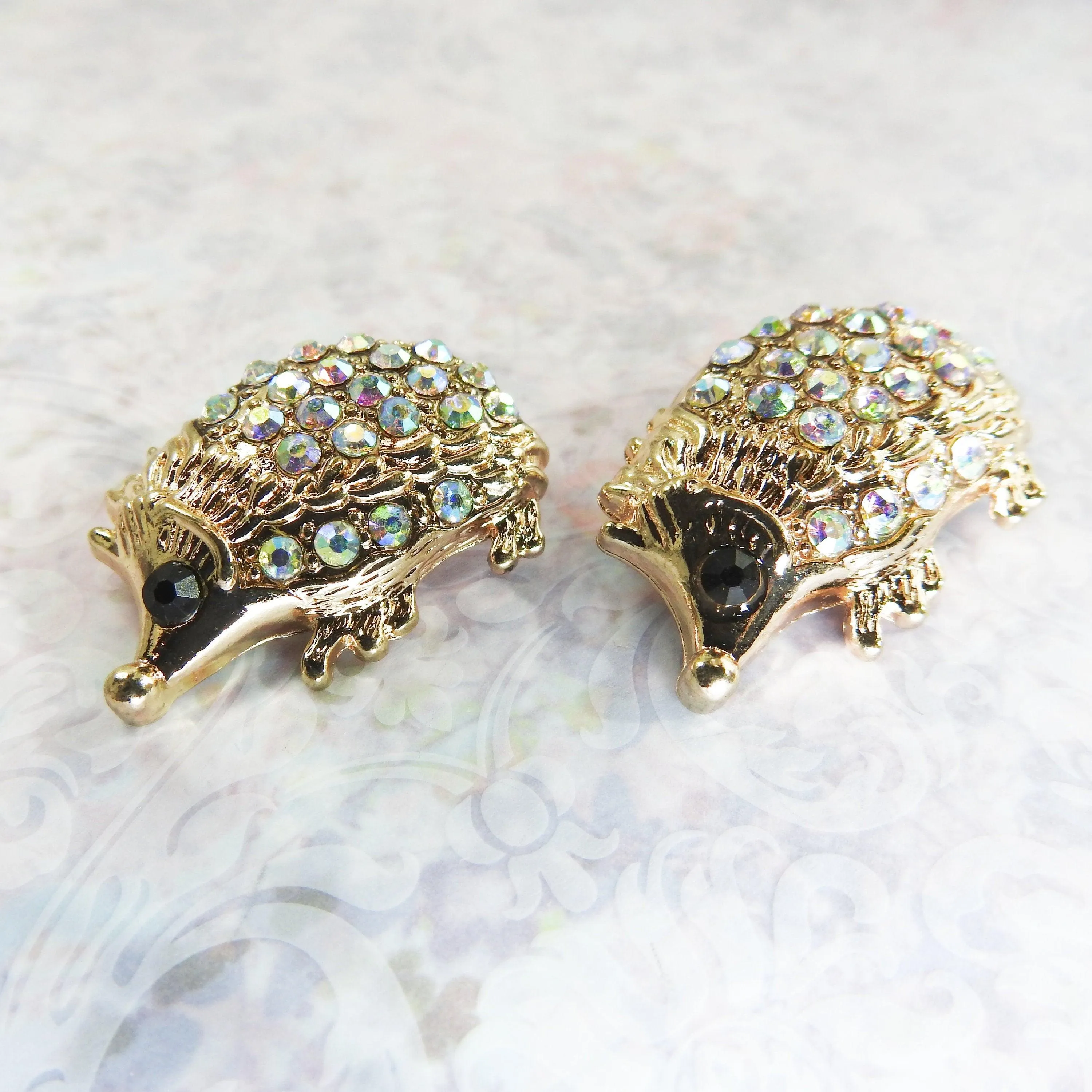Hedgehog snap buttons with crystals aurora borealis for women's tuxedo rhinestone embellishments or bling shoe clips for sneakers
