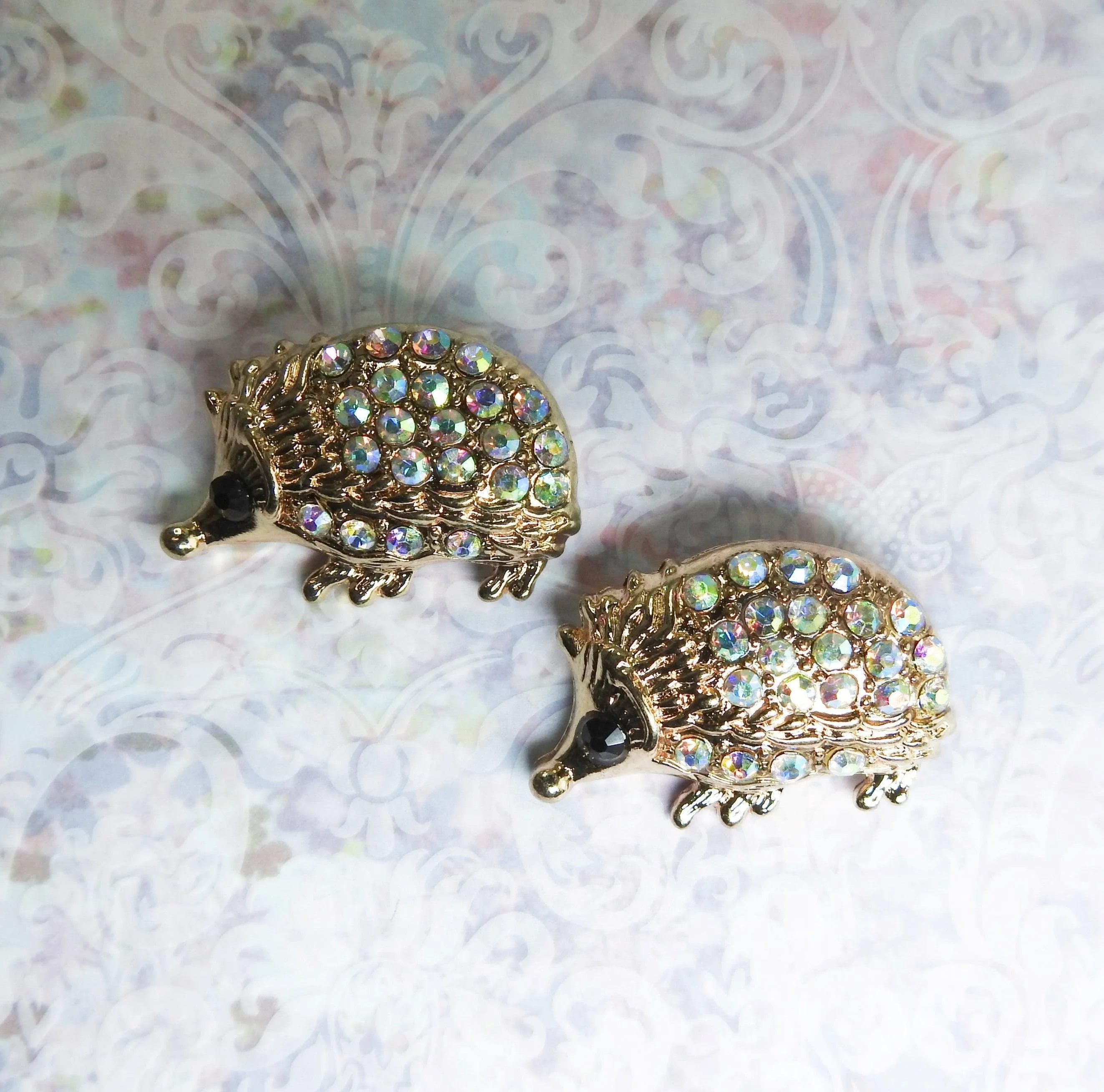 Hedgehog snap buttons with crystals aurora borealis for women's tuxedo rhinestone embellishments or bling shoe clips for sneakers