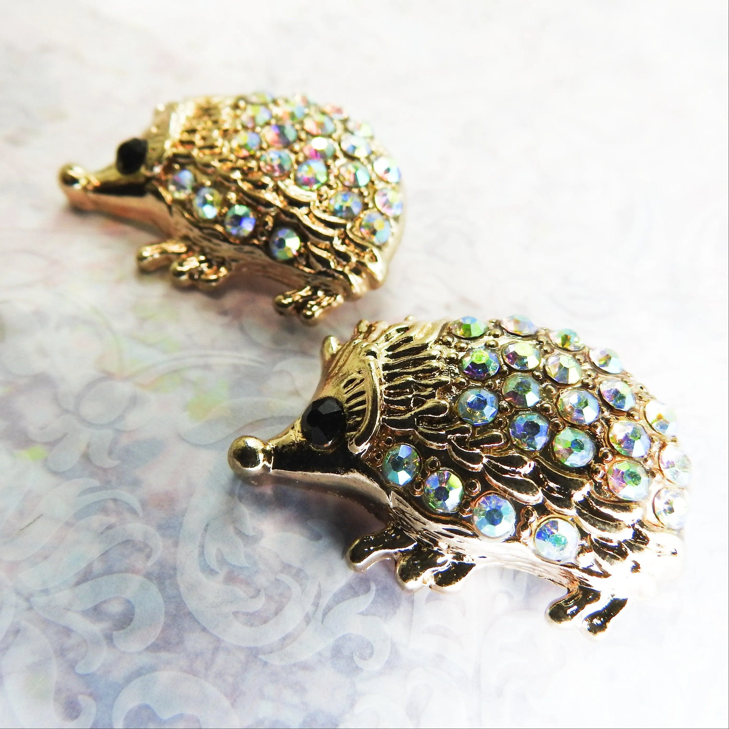 Hedgehog snap buttons with crystals aurora borealis for women's tuxedo rhinestone embellishments or bling shoe clips for sneakers