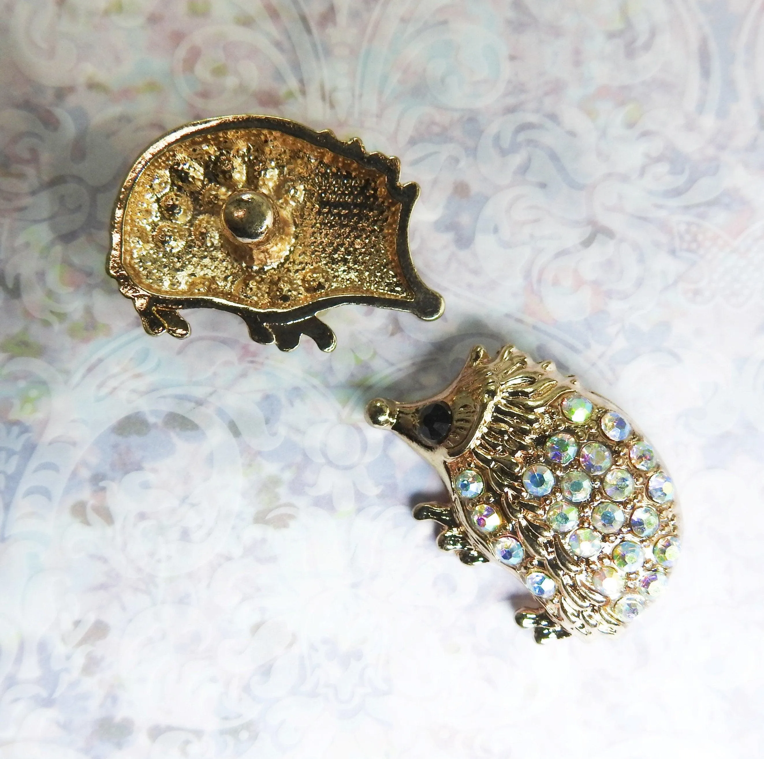Hedgehog snap buttons with crystals aurora borealis for women's tuxedo rhinestone embellishments or bling shoe clips for sneakers
