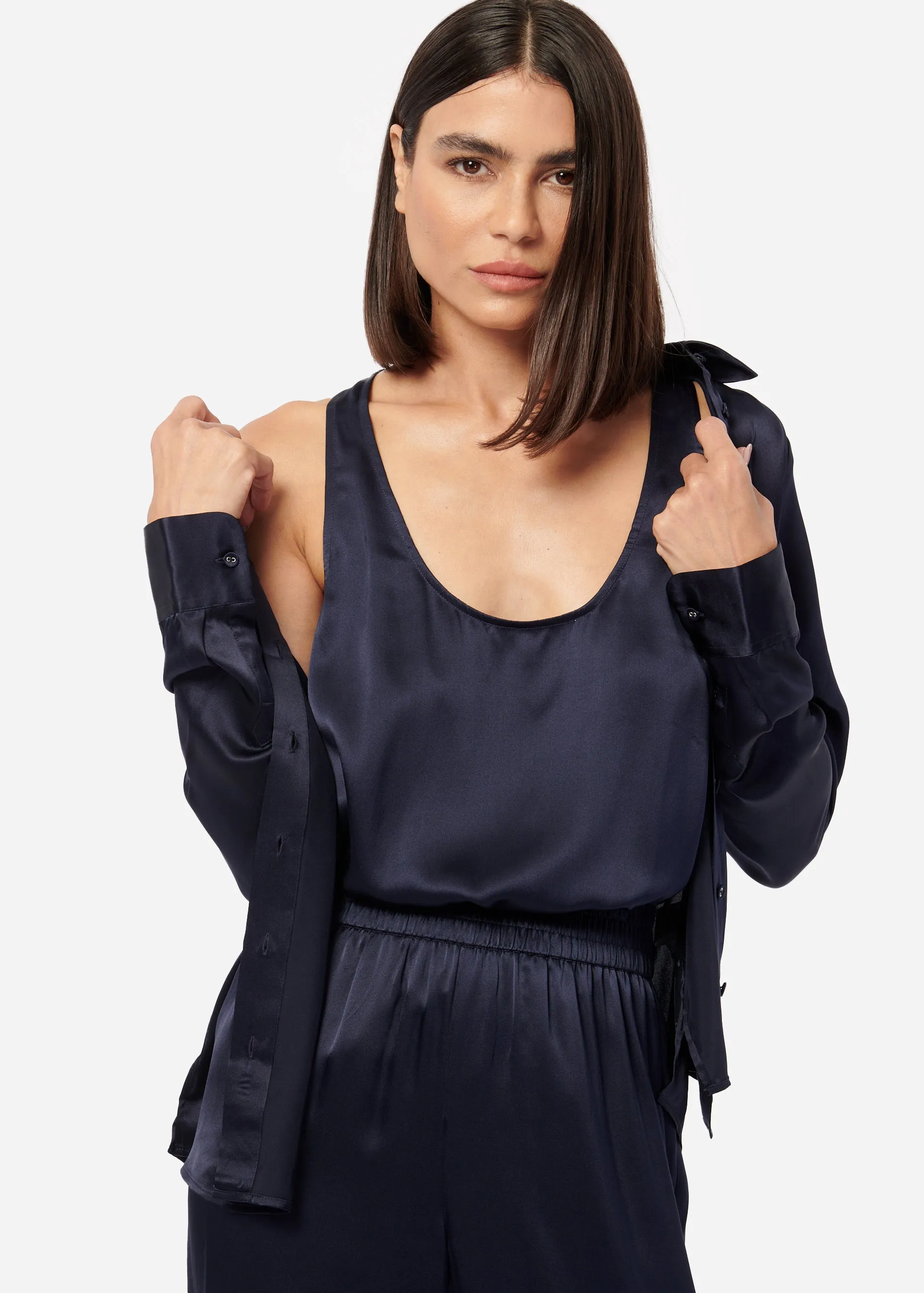 Jane Silk Cami Navy