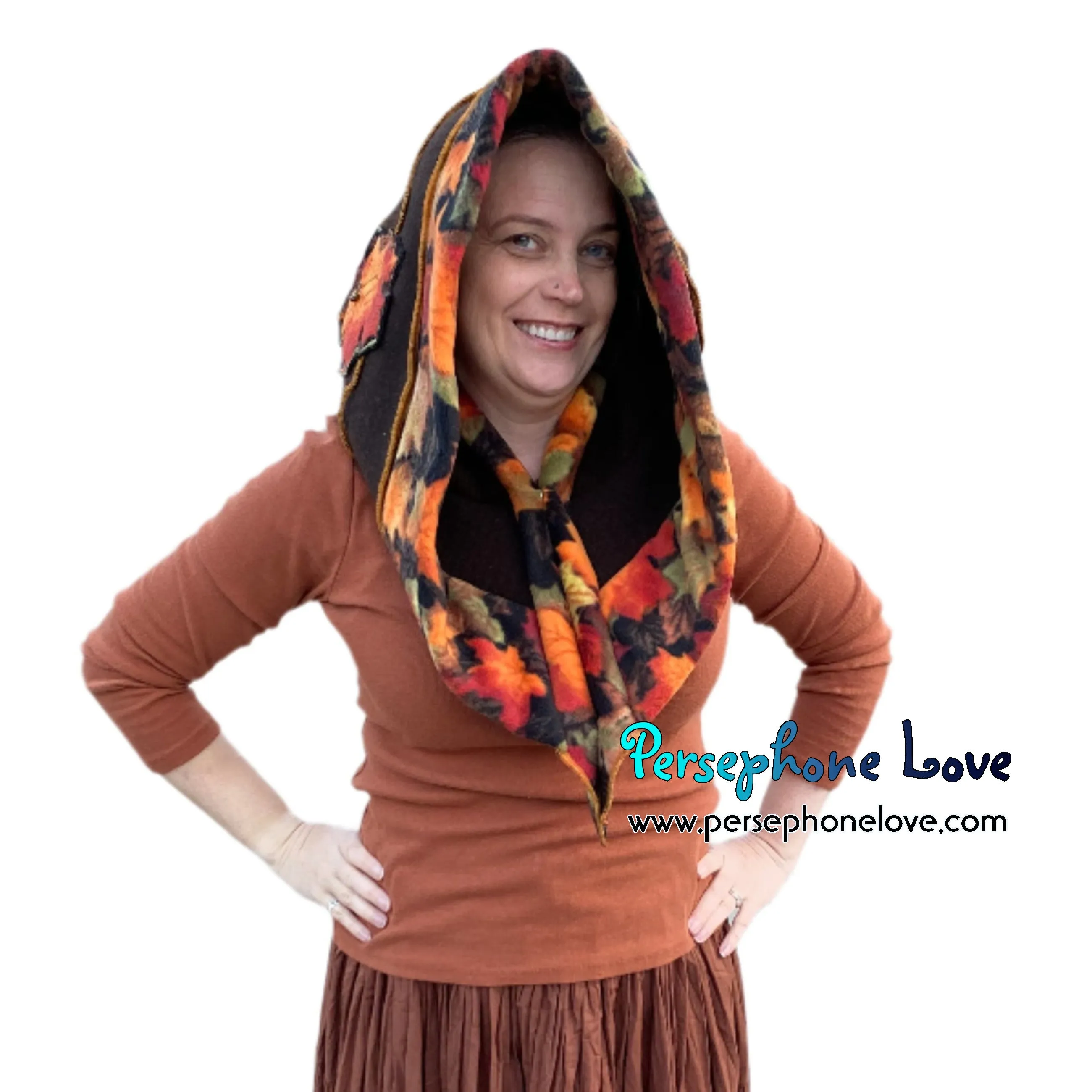 Katwise inspired felted 100% cashmere recycled sweater elf hat/hood-1739