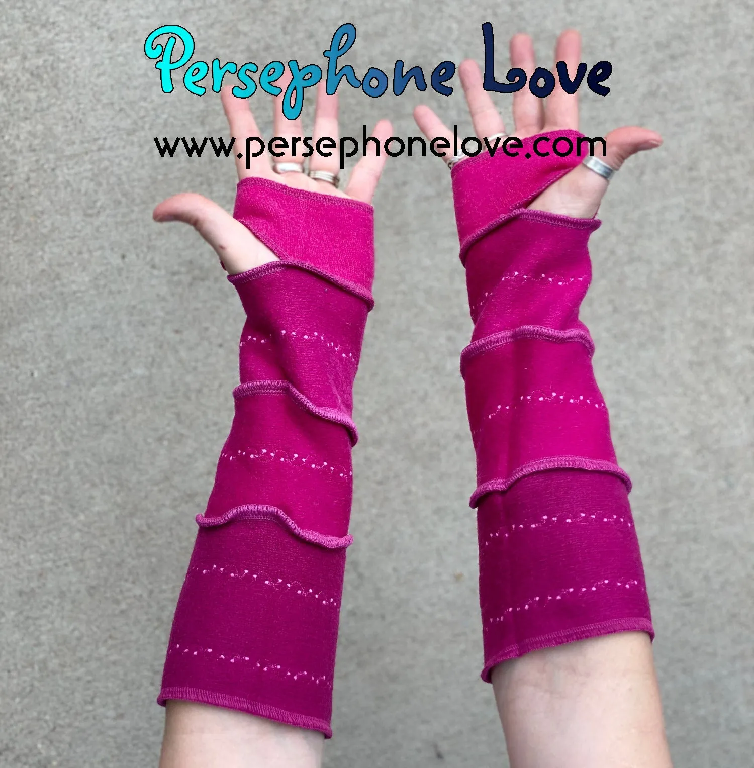 Katwise inspired needle-felted pink 100% cashmere embroidered upcycled sweater arm warmers-1415