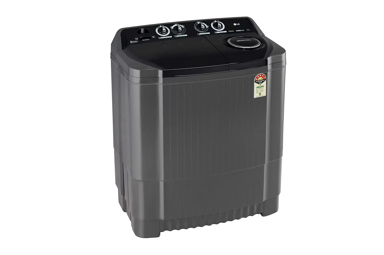 LG P9555SKAZ 9.5Kg, Semi Automatic Top Load Washing Machine, , Roller Jet Pulsator   Soak, Rat Away, Middle Black)