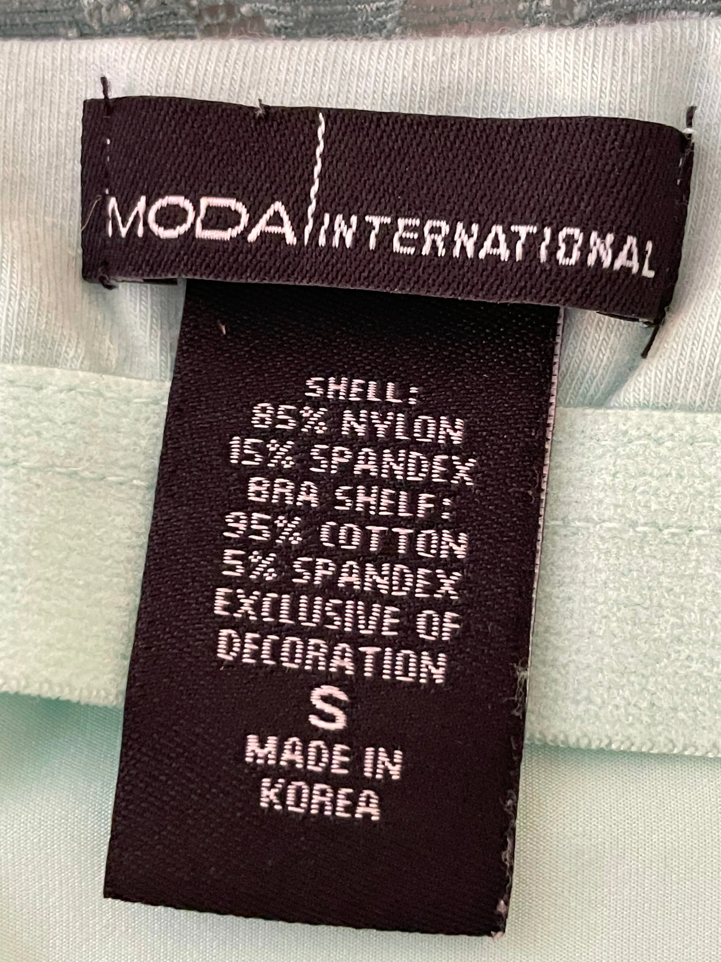 <€€* MODA Intl Nylon Lace Trim Camisole Lingerie Sleepware Green Small