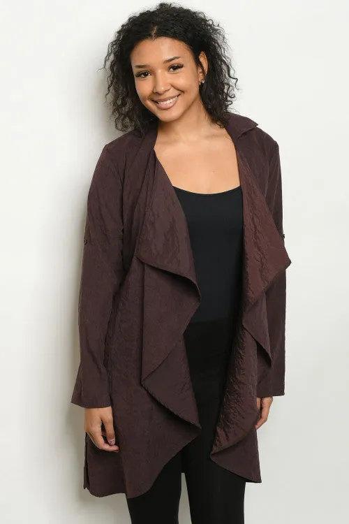 Maroon Red Long Sleeve Cardigan Jacket