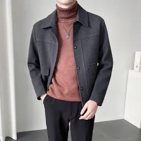 Nukty High Quality Winter Solid Color Woolen Jacket Men Casual Business Trench Coat All-match Social Men Clothing Streetwear Overcoat