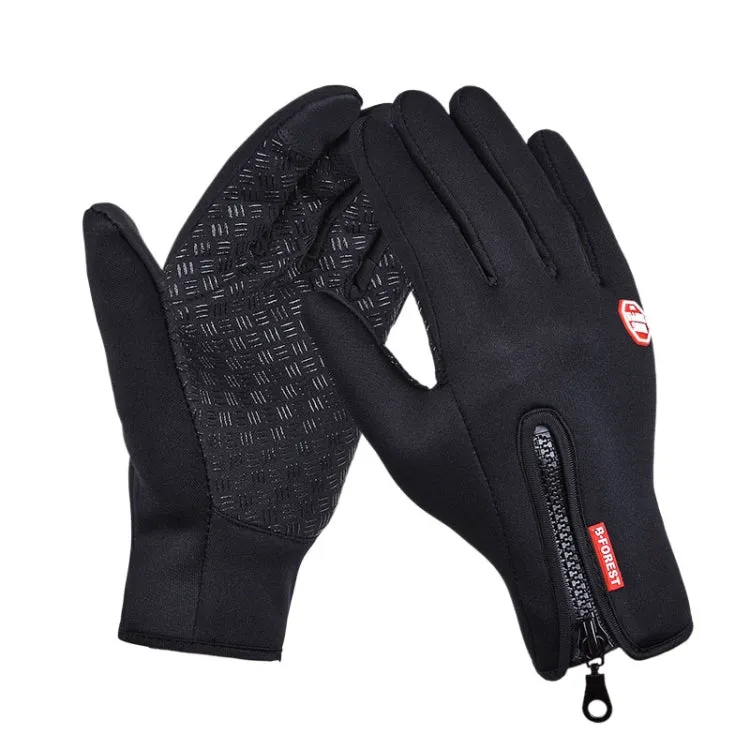Outdoor Sports Hiking Winter Leather Soft Warm Bike Gloves For Men Women, Size:XL (Red)