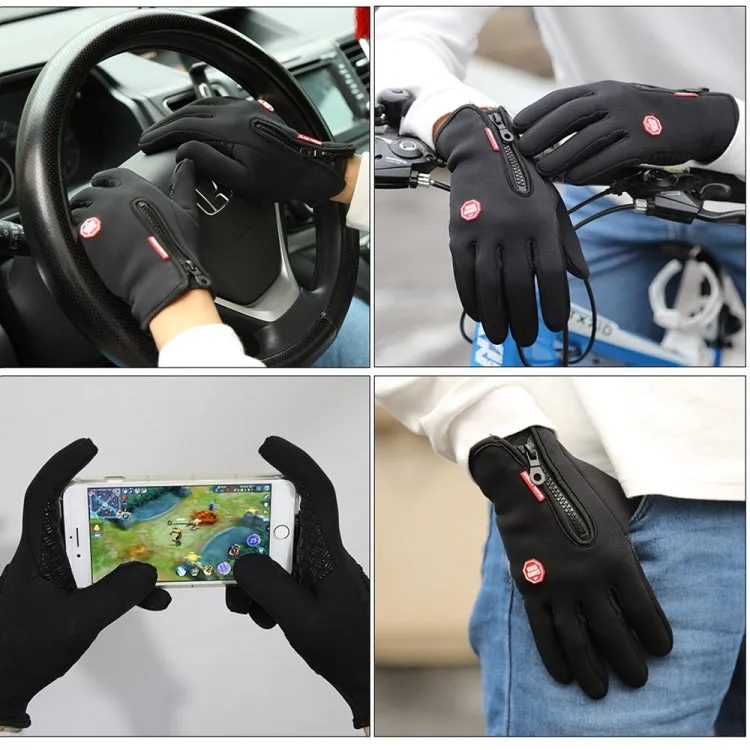 Outdoor Sports Hiking Winter Leather Soft Warm Bike Gloves For Men Women, Size:XL (Red)