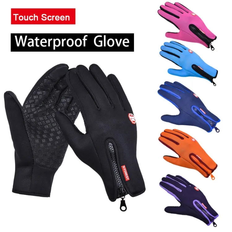 Outdoor Sports Hiking Winter Leather Soft Warm Bike Gloves For Men Women, Size:XL (Red)