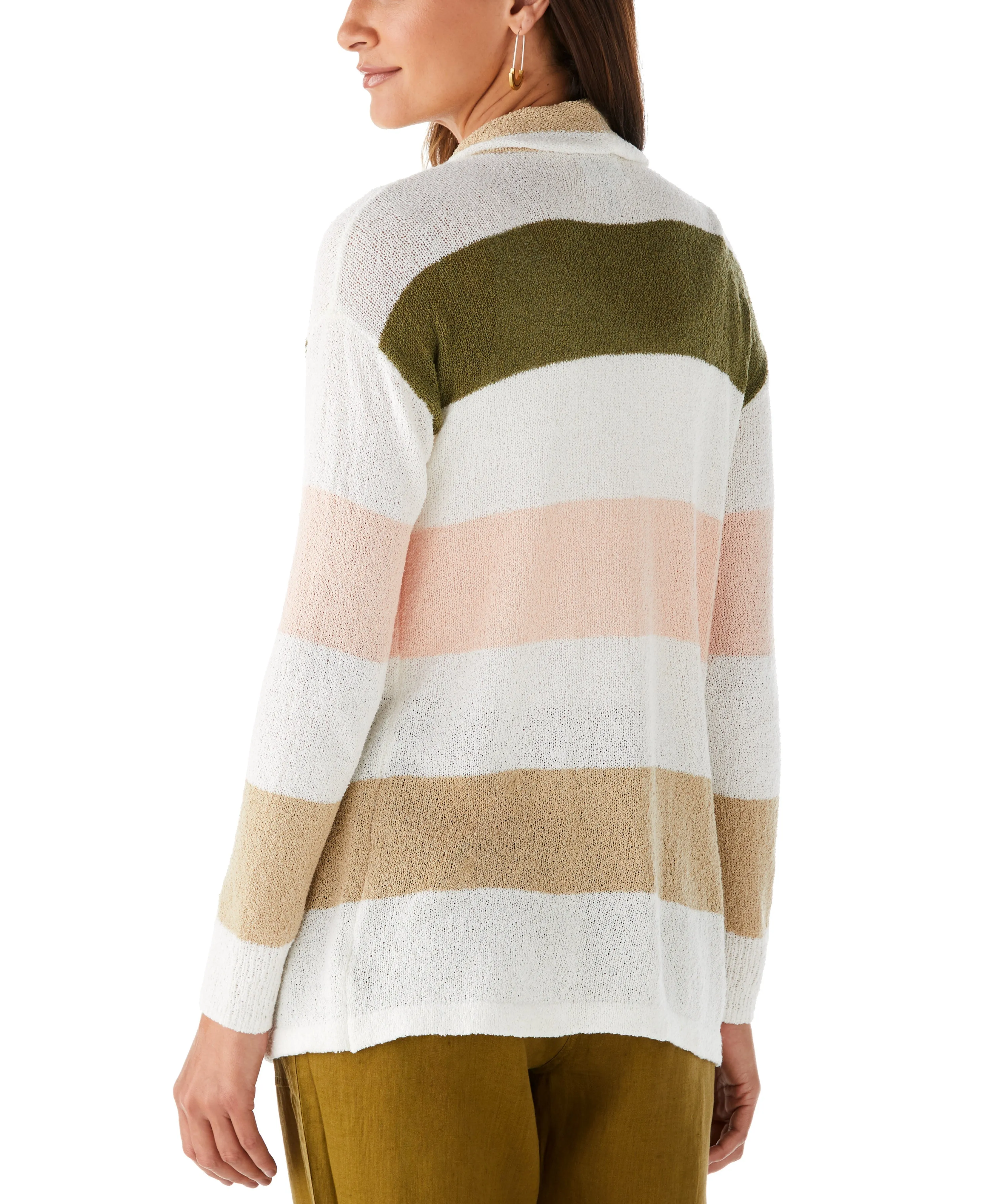Petite Stripe Draped Cardigan Sweater