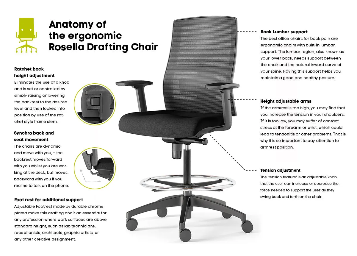 Rosella Drafting Chair - Adjustable Back