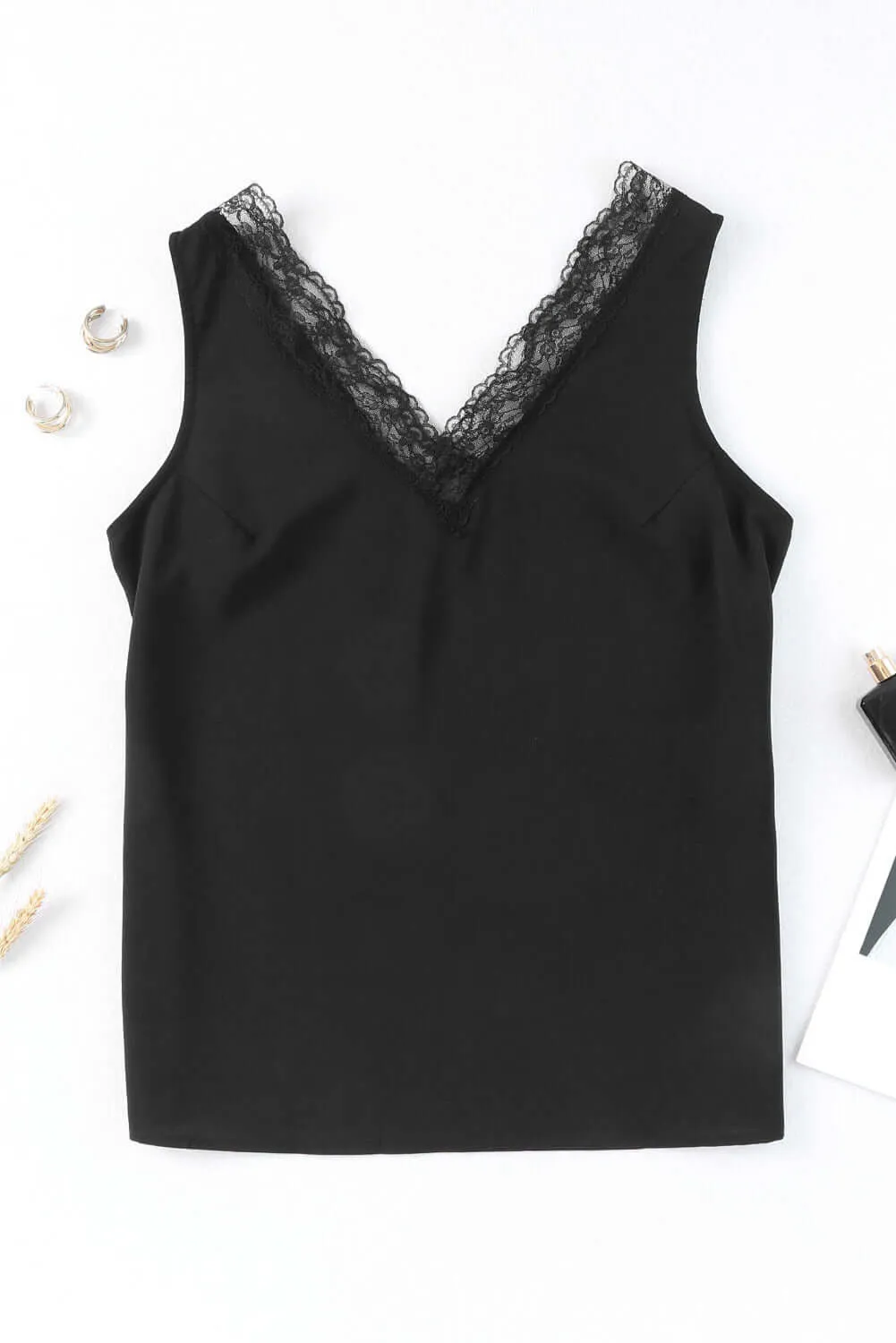 STRAIGHT LACED CAMI (black)