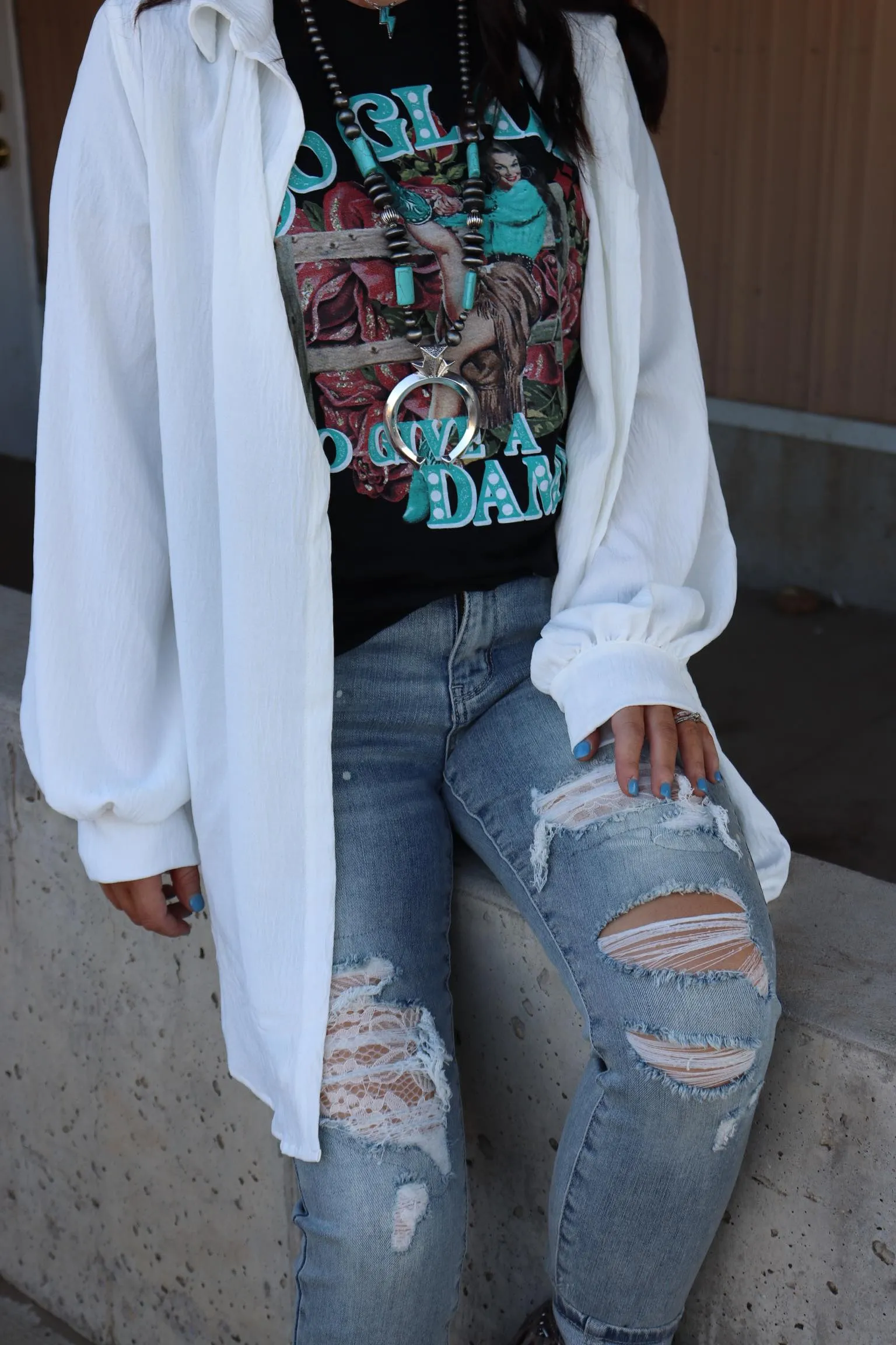 Tara Boss Open Blouse- White