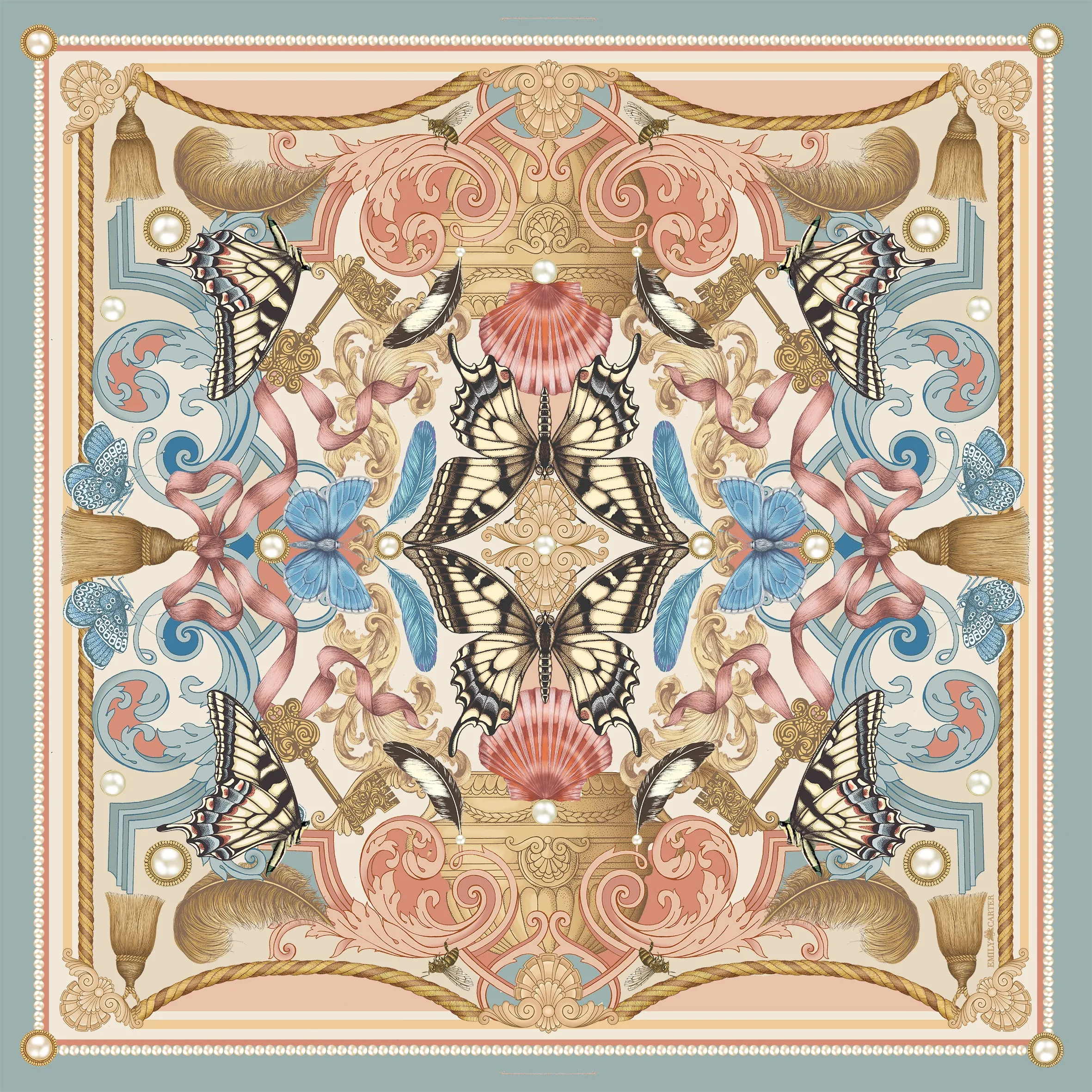 The Baroque Butterfly Silk Scarf | 90x90cm